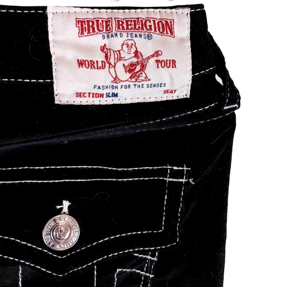 NWT True Religion Girls 14 Slim Black Velveteen Jean - Picture 5 of 6